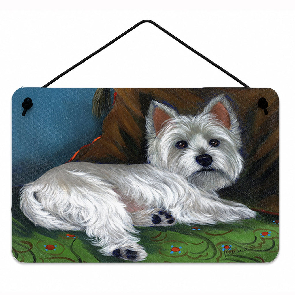Westie Wake Up Wall or Door Hanging Prints Aluminum Metal Sign Kitchen Wall Bar Bathroom Plaque Home Decor, 8HX12W, Multicolor