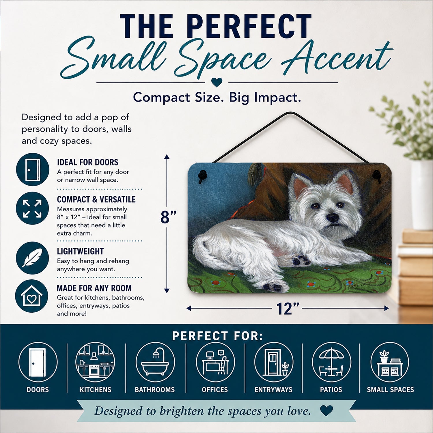 Westie Wake Up Wall or Door Hanging Prints Aluminum Metal Sign Kitchen Wall Bar Bathroom Plaque Home Decor, 8HX12W, Multicolor