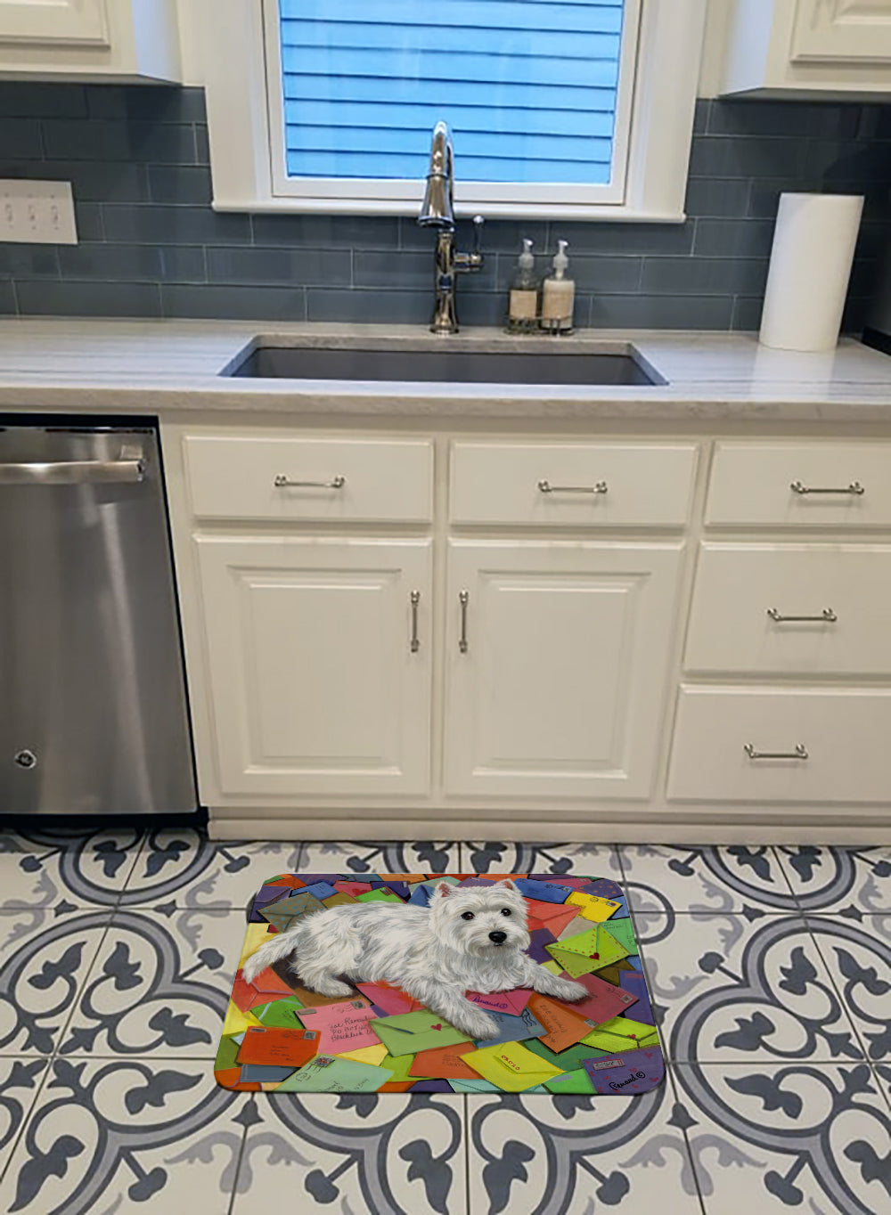 Westie Zoe's Mail Memory Foam Kitchen Mat Machine Washable Anti-Fatigue Cushion Comfort Bath or Kitchen Rug