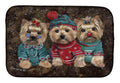 Yorkshire Terrier Yorkie Christmas Elves Dish Drying Mat Absorbent Dish Drying Mat Pad for Kitchen Counter Dish Drainer Mat for Countertop, 14 x 21", Multicolor