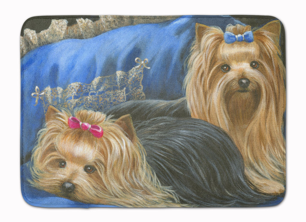 Yorkshire Terrier Yorkie Satin and Lace Memory Foam Kitchen Mat Machine Washable Anti-Fatigue Cushion Comfort Bath or Kitchen Rug