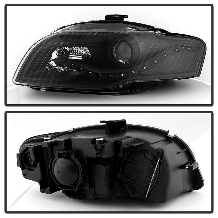 SPYDER xTune Audi A4 06-08 Projector Headlights - Halogen Model Only - DRL LED - Black PRO-JH-AA406-DRL-BK 9036071