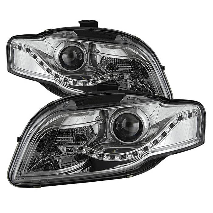 SPYDER xTune Audi A4 06-08 Projector Headlights - Halogen Model Only - DRL LED - Chrome PRO-JH-AA406-DRL-C 9036088