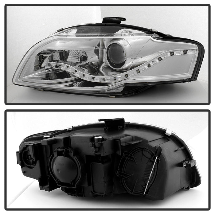 SPYDER xTune Audi A4 06-08 Projector Headlights - Halogen Model Only - DRL LED - Chrome PRO-JH-AA406-DRL-C 9036088
