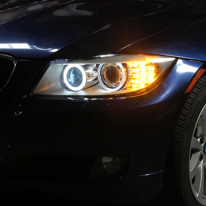 SPYDER xTune 08-13 BMW 3-Series E90/E91 4DR OEM Style Halogen Proj Headlights -Blk (PRO-JH-BE9009-AM-BK) 9943621