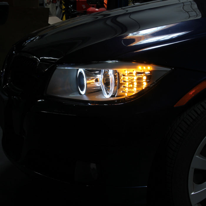 SPYDER xTune 08-13 BMW 3-Series E90/E91 4DR OEM Style Halogen Proj Headlights -Blk (PRO-JH-BE9009-AM-BK) 9943621