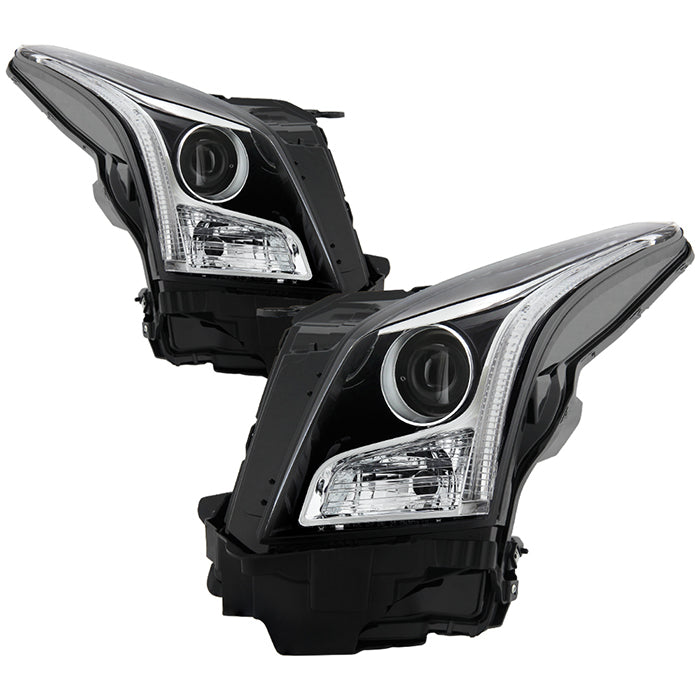 SPYDER xTune 13-18 Cadillac ATS w/LED DRL Halogen Projector Headlights OE Chrome  (PRO-JH-CATS14-SLED-C) 9948671