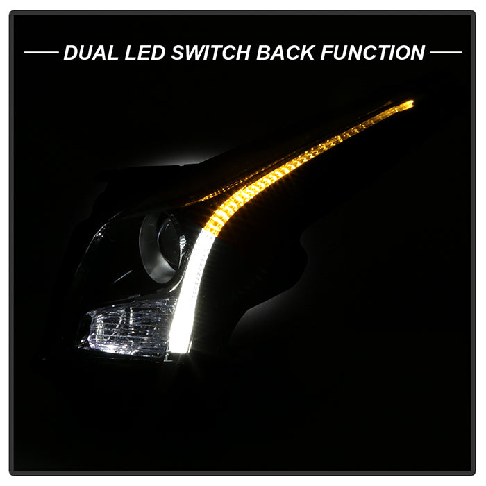 SPYDER xTune 13-18 Cadillac ATS w/LED DRL Halogen Projector Headlights OE Chrome  (PRO-JH-CATS14-SLED-C) 9948671