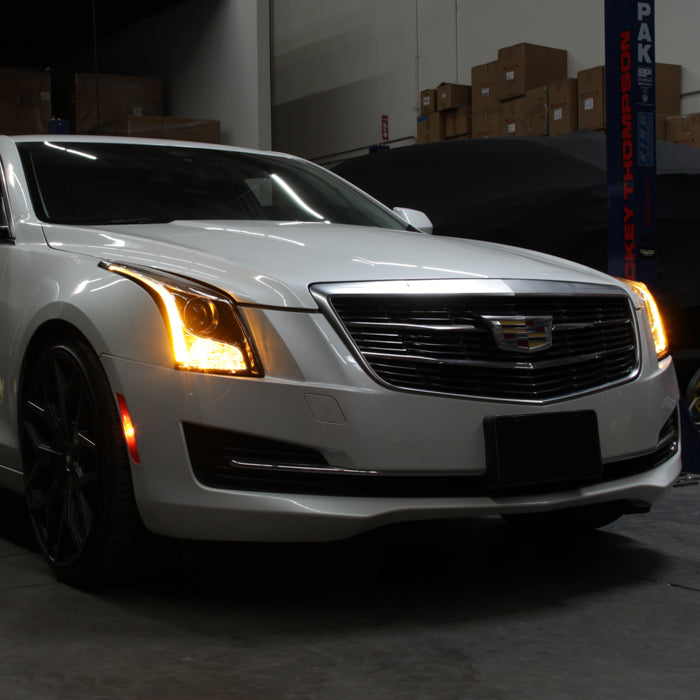 SPYDER xTune 13-18 Cadillac ATS w/LED DRL Halogen Projector Headlights OE Chrome  (PRO-JH-CATS14-SLED-C) 9948671