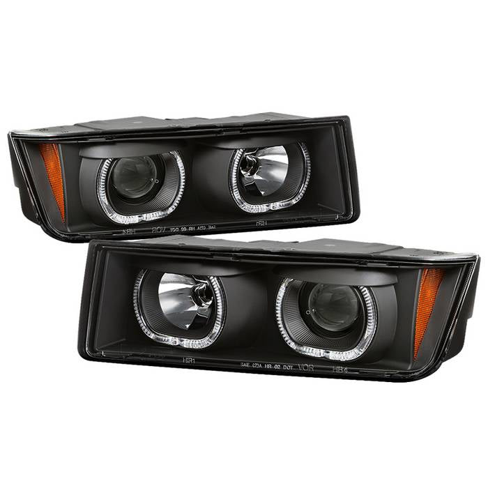 SPYDER xTune 02-06 Chevrolet Avalanche Halo Projector Headlights LED Halo - Black PRO-JH-CAVA02-HL-C 9045370