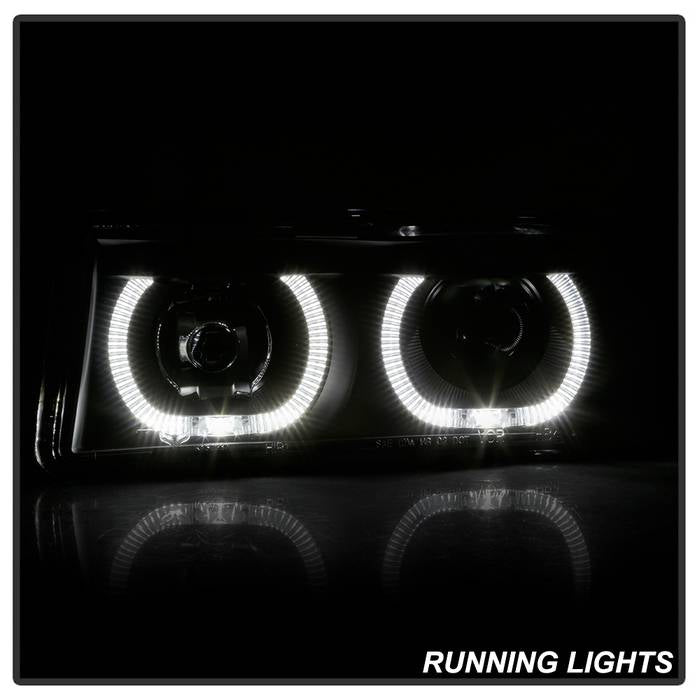 SPYDER xTune 02-06 Chevrolet Avalanche Halo Projector Headlights LED Halo - Black PRO-JH-CAVA02-HL-C 9045370