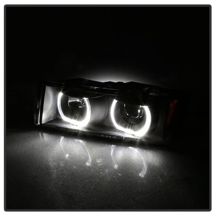 SPYDER xTune 02-06 Chevrolet Avalanche Halo Projector Headlights LED Halo - Black PRO-JH-CAVA02-HL-C 9045370