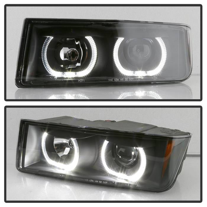 SPYDER xTune 02-06 Chevrolet Avalanche Halo Projector Headlights LED Halo - Black PRO-JH-CAVA02-HL-C 9045370