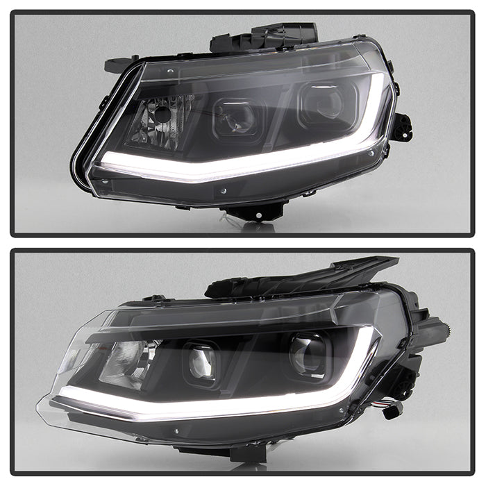 SPYDER xTune 16-18 Chevrolet Camaro Halogen Only Proj Headlights w/ DRL Tube - Black - PRO-JH-CCAM16-LB-BK 9047473
