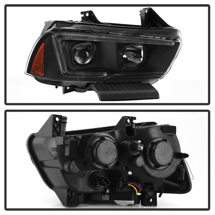 SPYDER xTune 11-14 Dodge Charger Projector Headlights - Halogen - DRL - Black (PRO-JH-DCHA11-LB-BK) 9041730
