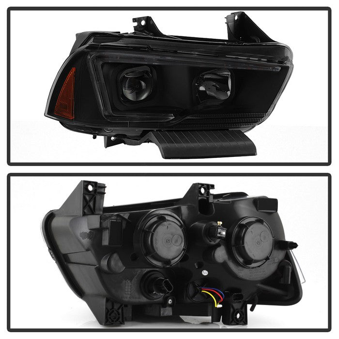 SPYDER xTune 11-14 Dodge Charger Projector Headlights - Halogen - DRL - Black Smoked (PRO-JH-DCHA11-LB-BSM) 9041747