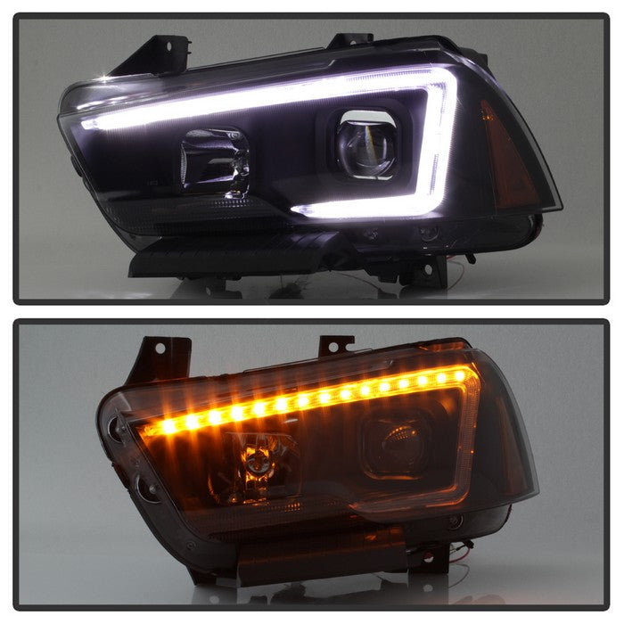 SPYDER xTune 11-14 Dodge Charger Projector Headlights - Halogen - DRL - Black Smoked (PRO-JH-DCHA11-LB-BSM) 9041747