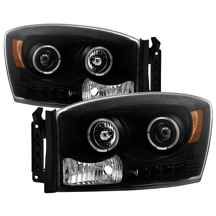 SPYDER Xtune Dodge Ram 1500 06-08 / Ram 2500/3500 06-09 Halo Projector Headlights Black PRO-JH-DR06-LED-BK 9028328