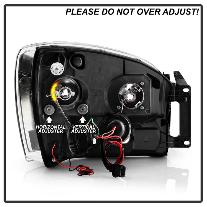 SPYDER Xtune Dodge Ram 1500 06-08 / Ram 2500/3500 06-09 Halo Projector Headlights Black PRO-JH-DR06-LED-BK 9028328