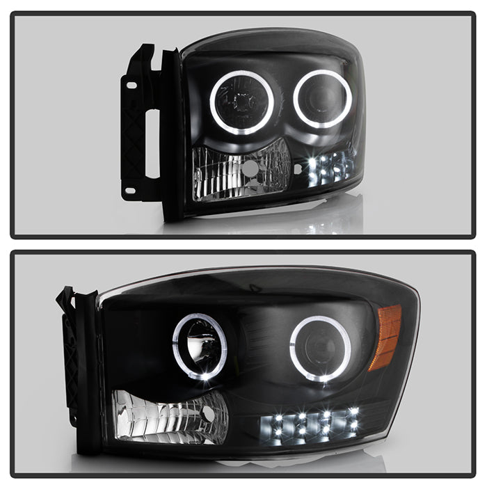 SPYDER Xtune Dodge Ram 1500 06-08 / Ram 2500/3500 06-09 Halo Projector Headlights Black PRO-JH-DR06-LED-BK 9028328