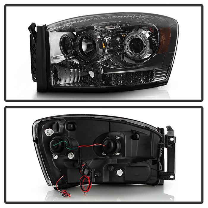 SPYDER Xtune Dodge Ram 1500 06-08 / Ram 2500/3500 06-09 Halo Projector Headlights Smoked PRO-JH-DR06-LED-SM 9028342