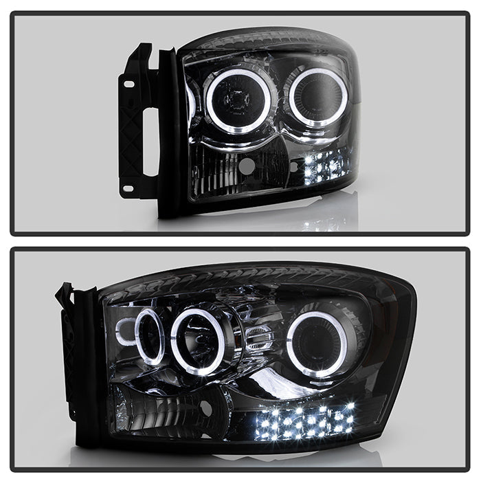 SPYDER Xtune Dodge Ram 1500 06-08 / Ram 2500/3500 06-09 Halo Projector Headlights Smoked PRO-JH-DR06-LED-SM 9028342