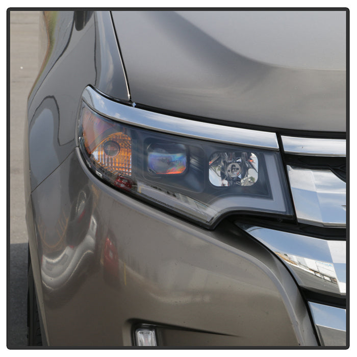 SPYDER xTune 11-14 Ford Edge DRL Light Bar Projector Headlights - Black PRO-JH-FEDGE11-LB-BK 9045301