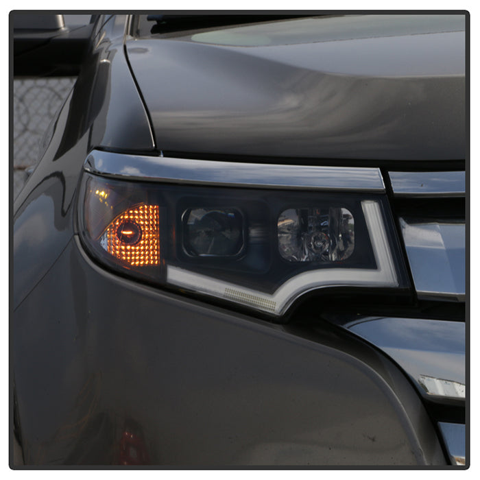 SPYDER xTune 11-14 Ford Edge DRL Light Bar Projector Headlights - Black PRO-JH-FEDGE11-LB-BK 9045301