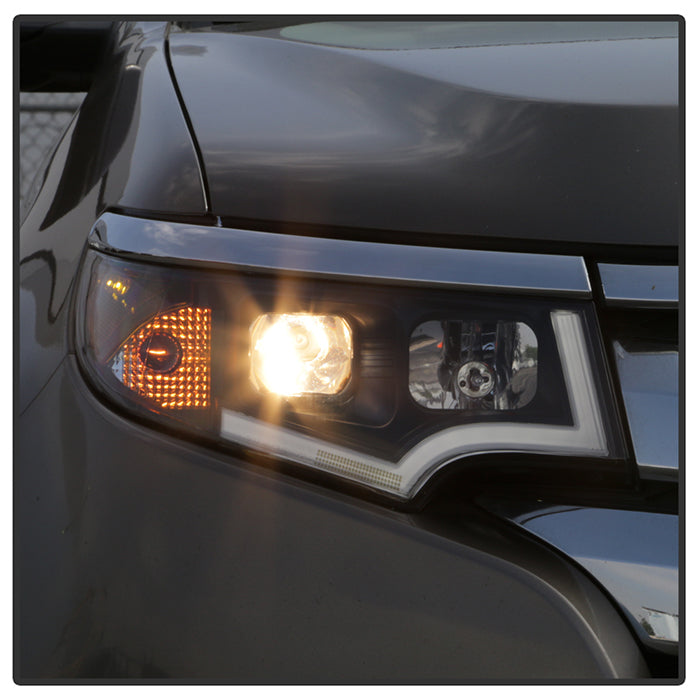 SPYDER xTune 11-14 Ford Edge DRL Light Bar Projector Headlights - Black PRO-JH-FEDGE11-LB-BK 9045301