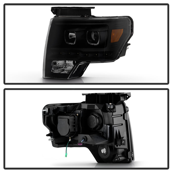SPYDER Xtune Ford F150 09-14 Projector Headlights Halogen Model LED Halo Black Smoke PRO-JH-FF15009-CFB-BSM 9032233
