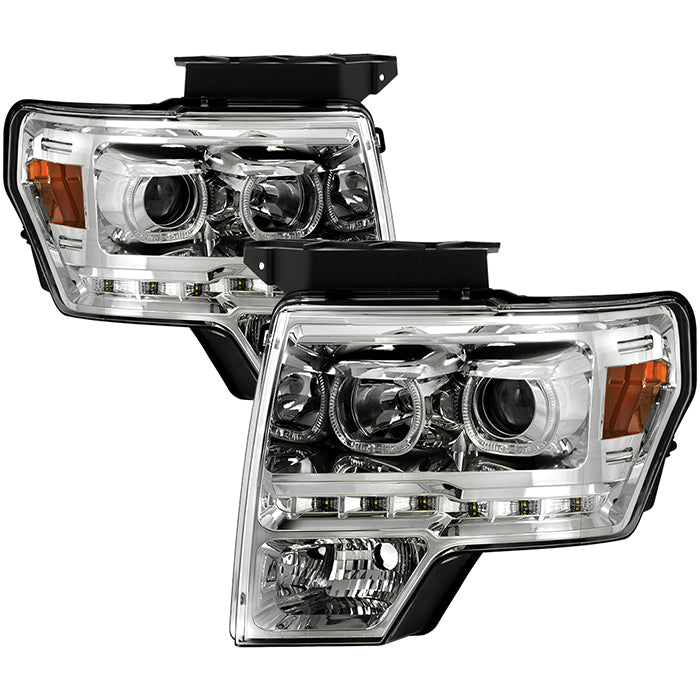 SPYDER Xtune Ford F150 09-14 Projector Headlights Halogen Model Only LED Halo Chrome PRO-JH-FF15009-CFB-C 9032240