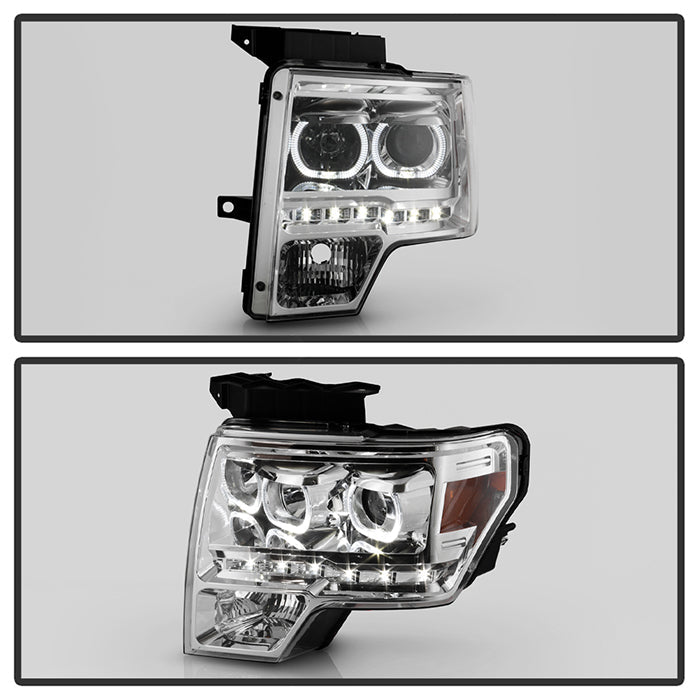 SPYDER Xtune Ford F150 09-14 Projector Headlights Halogen Model Only LED Halo Chrome PRO-JH-FF15009-CFB-C 9032240