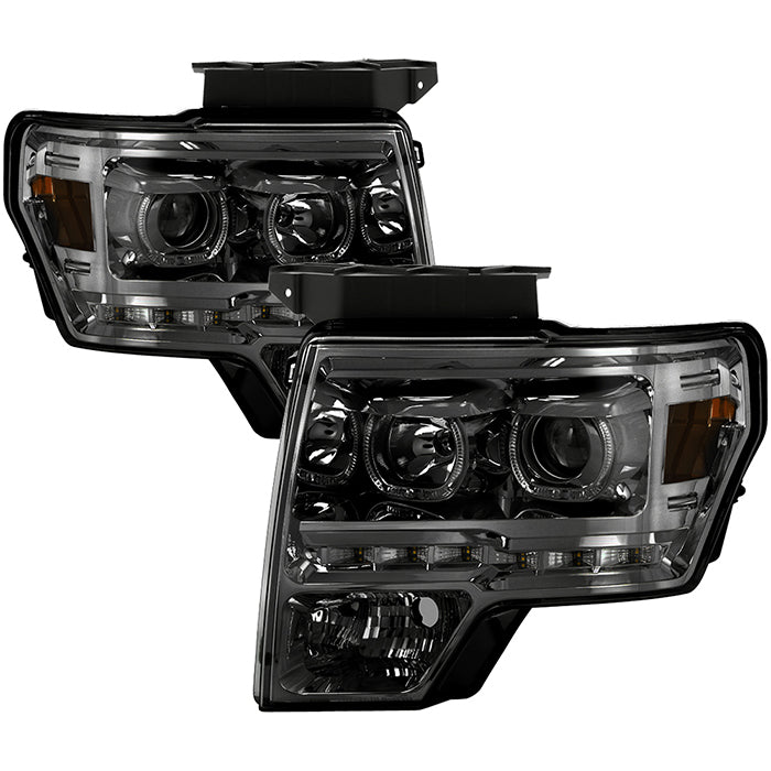 SPYDER Xtune Ford F150 09-14 Projector Headlights Halogen Model Only LED Halo Smoked PRO-JH-FF15009-CFB-SM 9032257