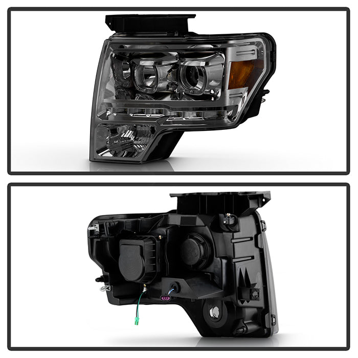 SPYDER Xtune Ford F150 09-14 Projector Headlights Halogen Model Only LED Halo Smoked PRO-JH-FF15009-CFB-SM 9032257