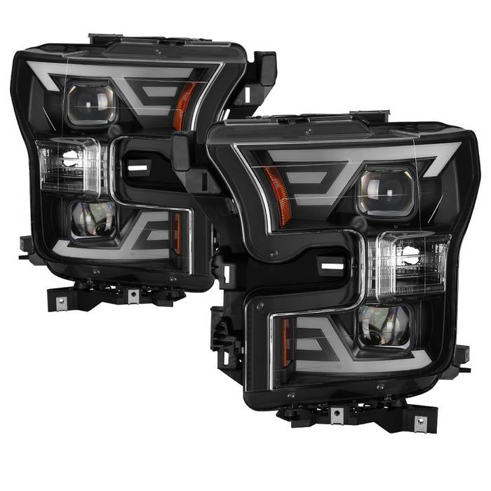 SPYDER xTune 15-17 Ford F-150 DRL LED Light Bar Projector Headlights - Black (PRO-JH-FF15015-LB-BK) 9042935