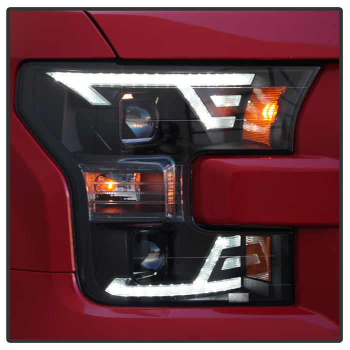 SPYDER xTune 15-17 Ford F-150 DRL LED Light Bar Projector Headlights - Black (PRO-JH-FF15015-LB-BK) 9042935