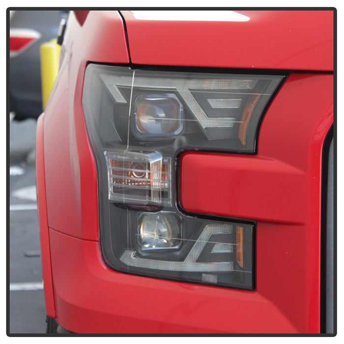 SPYDER xTune 15-17 Ford F-150 DRL LED Light Bar Projector Headlights - Black (PRO-JH-FF15015-LB-BK) 9042935