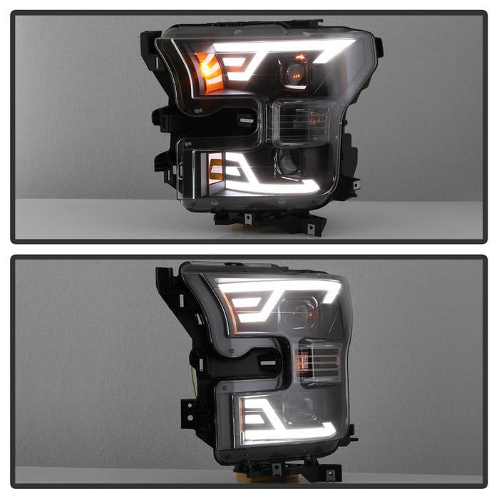 SPYDER xTune 15-17 Ford F-150 DRL LED Light Bar Projector Headlights - Black (PRO-JH-FF15015-LB-BK) 9042935