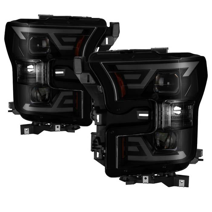 SPYDER xTune 15-17 Ford F-150 DRL LED Light Bar Projector Headlights - Black Smoke (PRO-JH-FF15015-LB-BSM) 9042942