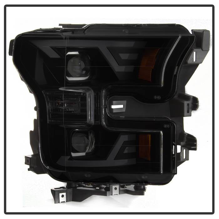 SPYDER xTune 15-17 Ford F-150 DRL LED Light Bar Projector Headlights - Black Smoke (PRO-JH-FF15015-LB-BSM) 9042942