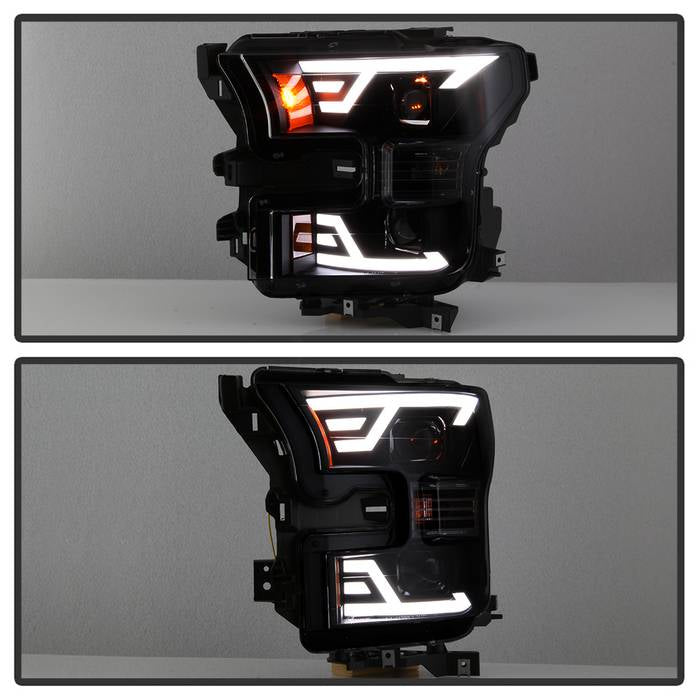 SPYDER xTune 15-17 Ford F-150 DRL LED Light Bar Projector Headlights - Black Smoke (PRO-JH-FF15015-LB-BSM) 9042942