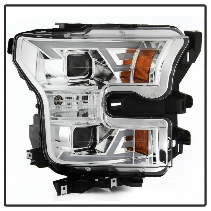 SPYDER xTune 15-17 Ford F-150 DRL LED Light Bar Projector Headlights - Chrome (PRO-JH-FF15015-LB-C) 9042959