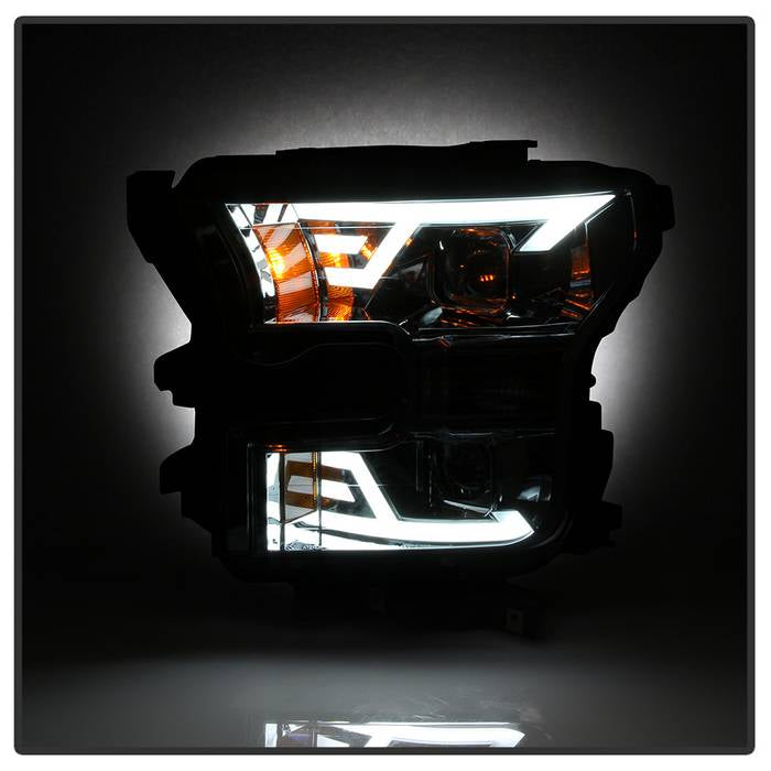 SPYDER xTune 15-17 Ford F-150 DRL LED Light Bar Projector Headlights - Chrome (PRO-JH-FF15015-LB-C) 9042959