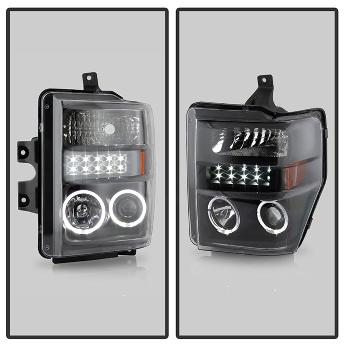 SPYDER Xtune Ford F250/350/450 Super Duty 08-10 Projector Headlights LED Halo Black PRO-JH-FS08-LED-BK 5076267