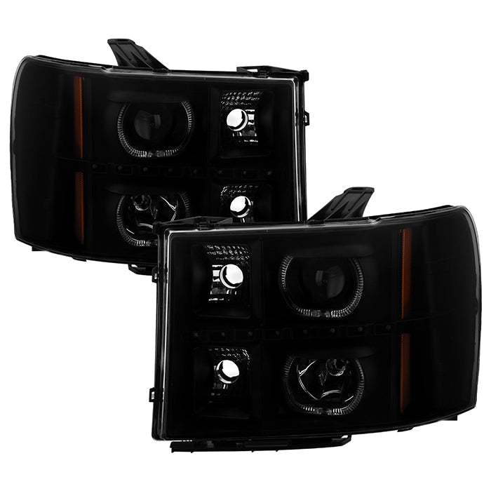 SPYDER Xtune GMC Sierra 2500/3500HD 07-13 Projector Headlights LED Halo- Black Smoked PRO-JH-GSIE07-CFB-BSM 9032271