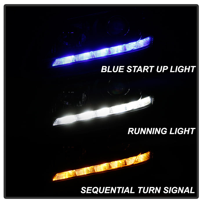 SPYDER xTune 13-15 Honda Accord LED Blue Start / Sequential Signal DRL Proj - Blk - PRO-JH-HA14-4D-SLED-BK 9944468