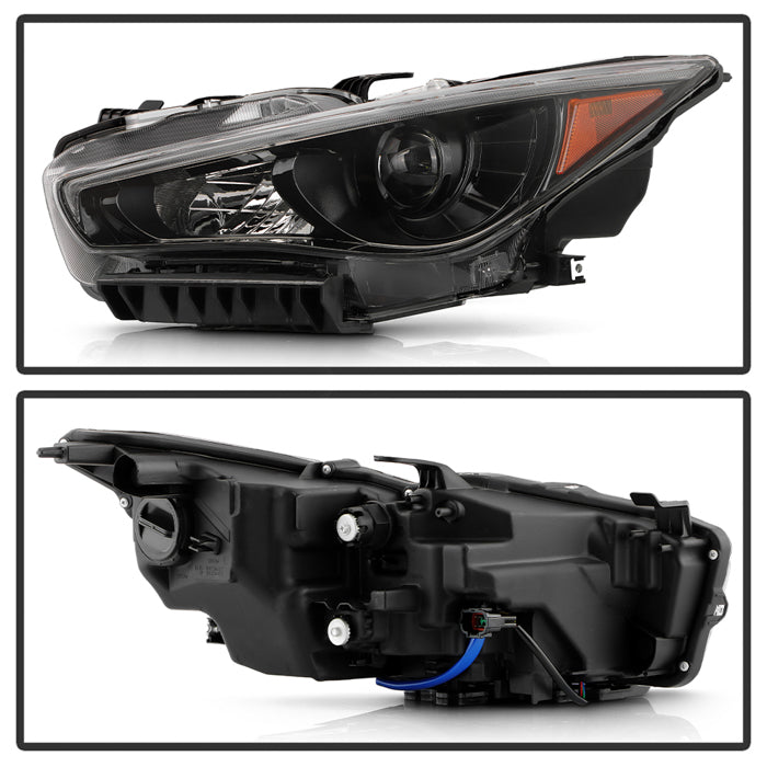 SPYDER xTune 14-17 Infiniti Q50 Sedan HID (w/o Adaptive) Projector Headlights Black PRO-JH-IQ5014-4D-AM-BK 9946301