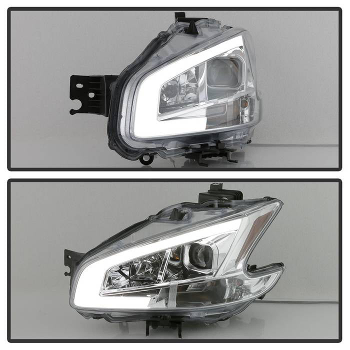 SPYDER xTune 09-14 Nissan Maxima Halogen LED Light Bar Projector Headlights - Chrome (PRO-JH-NM09-LB-C) 9043079