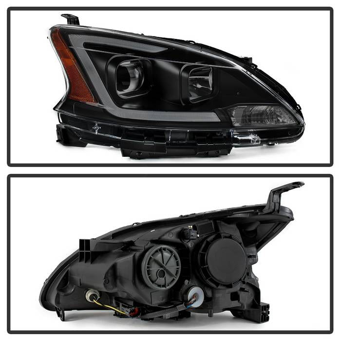 SPYDER xTune 13-15 Nissan Sentra DRL LED Light Bar Proj Halogen Headlights - Blk Smoke (PRO-JH-NS13-LB-BSM) 9042973