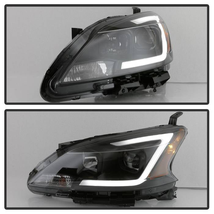 SPYDER xTune 13-15 Nissan Sentra DRL LED Light Bar Proj Halogen Headlights - Blk Smoke (PRO-JH-NS13-LB-BSM) 9042973